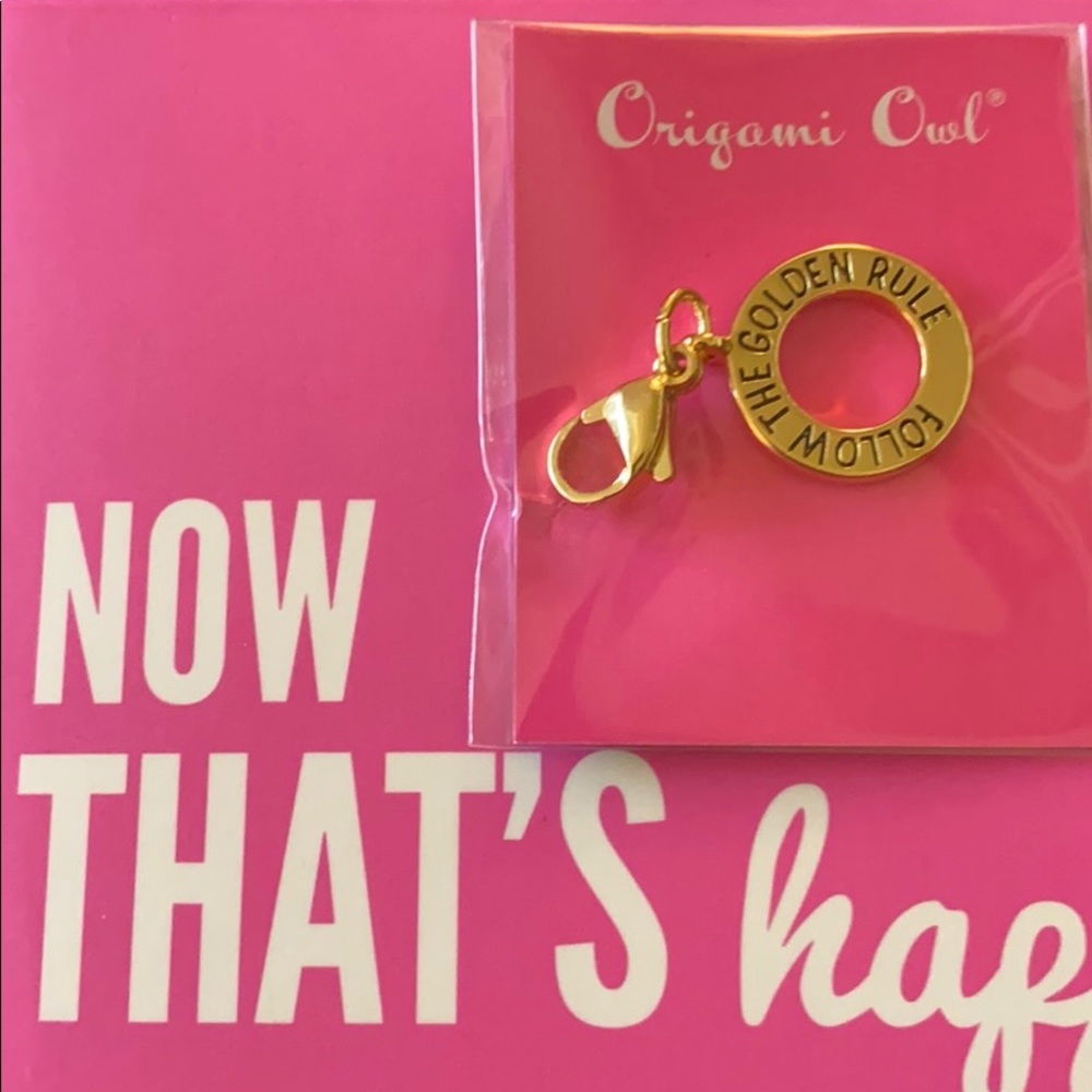 Origami Owl Gold Dangle “Follow the Golden Rule”
